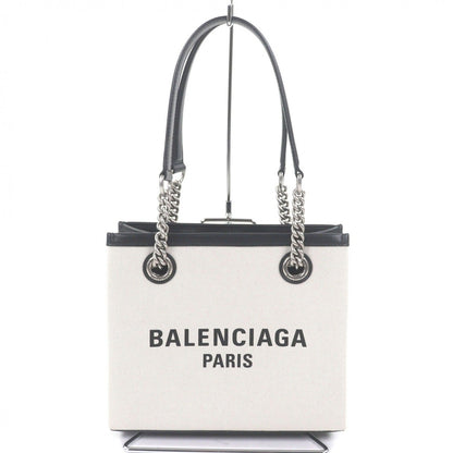 Balenciaga Duty Free Tote S Canvas Leather Logo Print Chain Shoulder Handbag