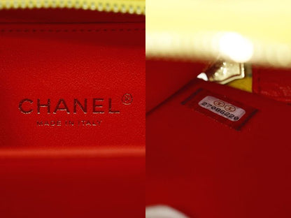 Authentic Chanel CC Filigree Vanity Bag Shoulder Bag Caviar Skin Leather Red