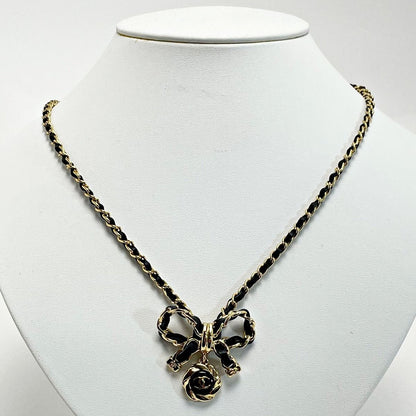 Chanel Leather Ribbon A22a Black Necklace Metiers D'art Women's Accessories