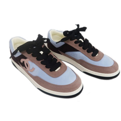 Chanel Size 38 Suede Light Blue Dark Pink Brown — view 2