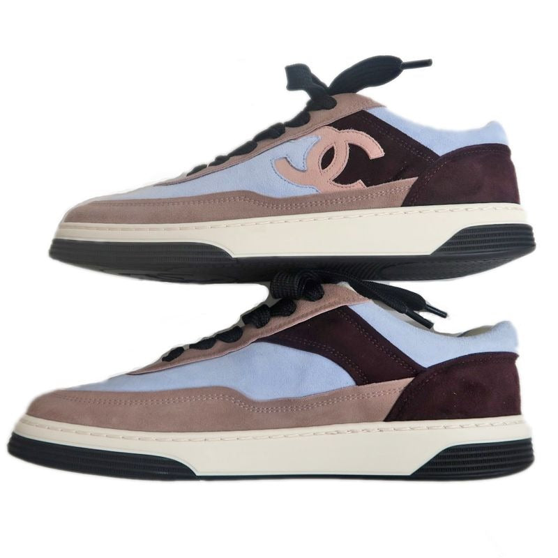 Chanel Size 38 Suede Light Blue Dark Pink Brown — view 4