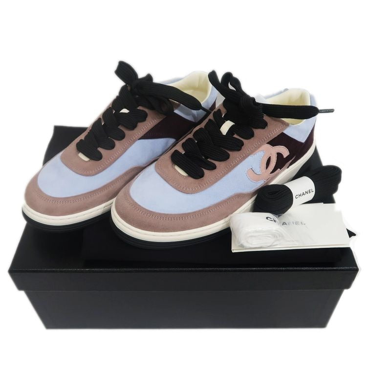 Chanel Size 38 Suede Light Blue Dark Pink Brown — view 10