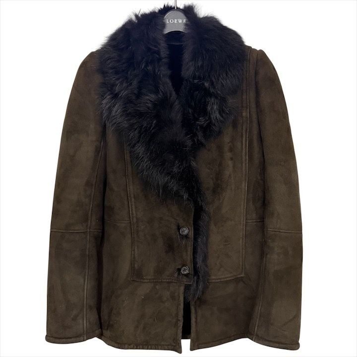 Loewe Mouton Fat Coat 40 Sheep Leather Brown Jacket