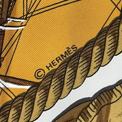 Hermes Scarf Silk Carre 90 Marine ET Cavalerie Sea and Cavalry White — view 9
