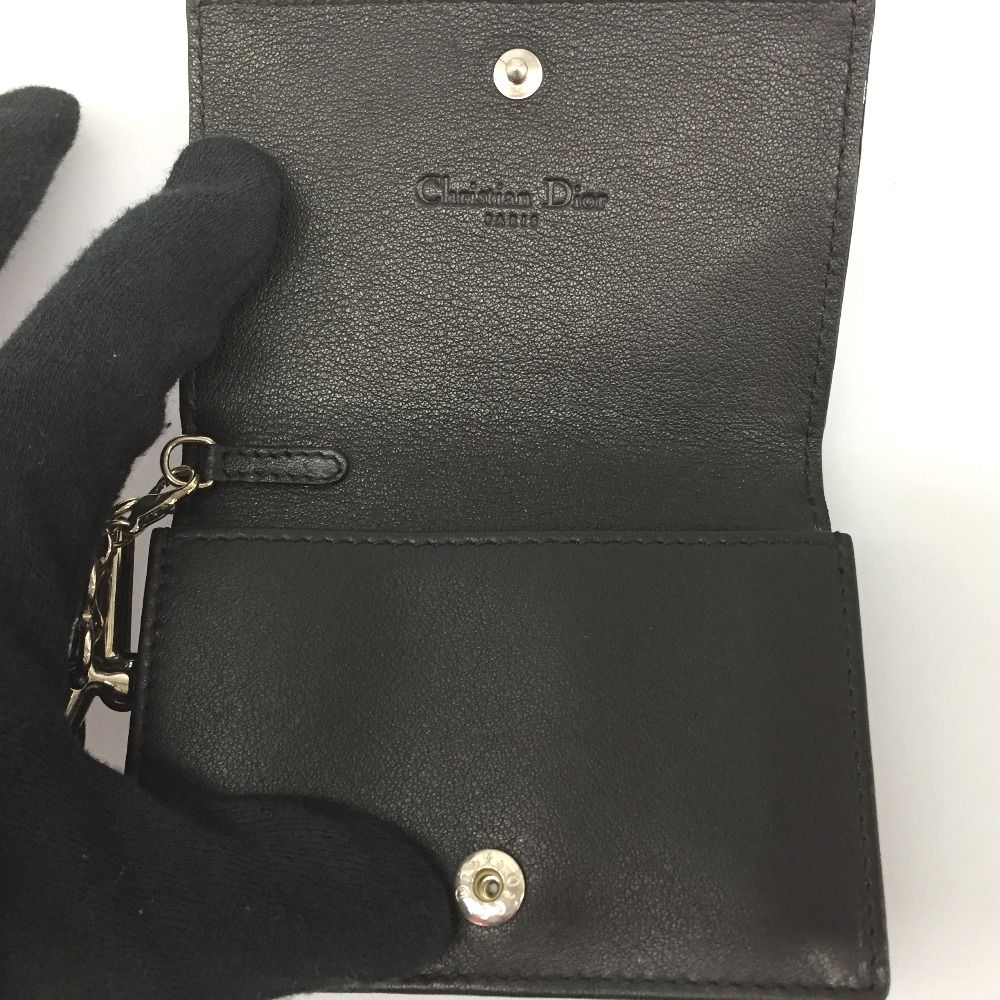 Christian Dior Enamel Cannage Card Case Black