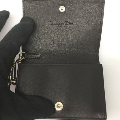 Christian Dior Enamel Cannage Card Case Black