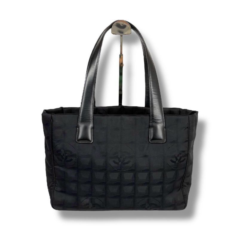 Chanel New Travel Line Mini Tote Bag Black Nylon Jacquard Shoulder Bag