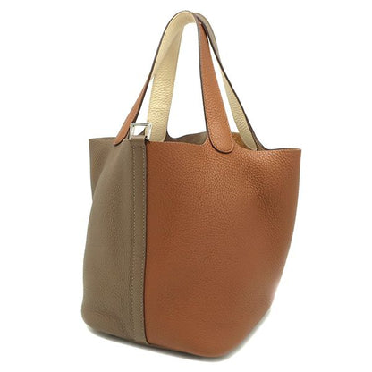 Hermes Handbag Picotin Lock MM Cazac Taurillon Clemence Gold X Etoupe X Nata