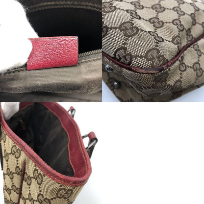 Gucci 113019 GG Canvas Tote Handbag Leather Brown Ladies Men Fashion Vintage
