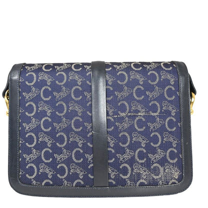 Celine Carriage One Shoulder Bag Macadam Navy Gold 60bs100