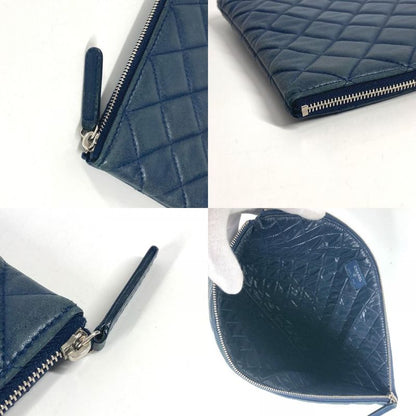 Chanel Clutch Bag CC Coco Mark Quilted Leather Navy
