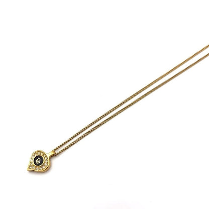 Christian Dior Vintage Rhinestone Crystal Round Necklace Gold Plated — view 3