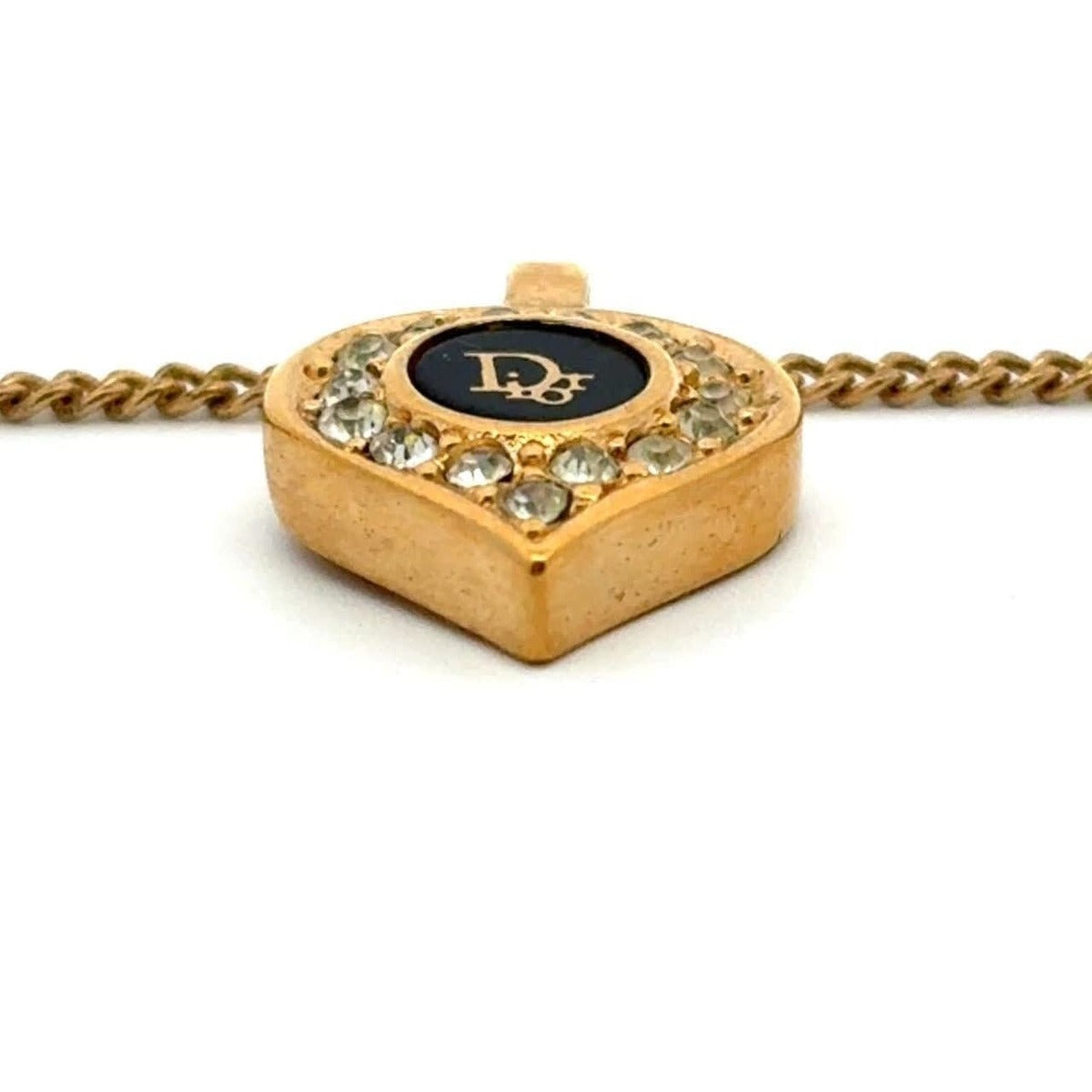 Christian Dior Vintage Rhinestone Crystal Round Necklace Gold Plated — view 6