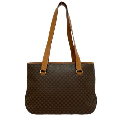 Celine Vintage Macadam Blason Logo Pattern Leather Tote Brown — view 3