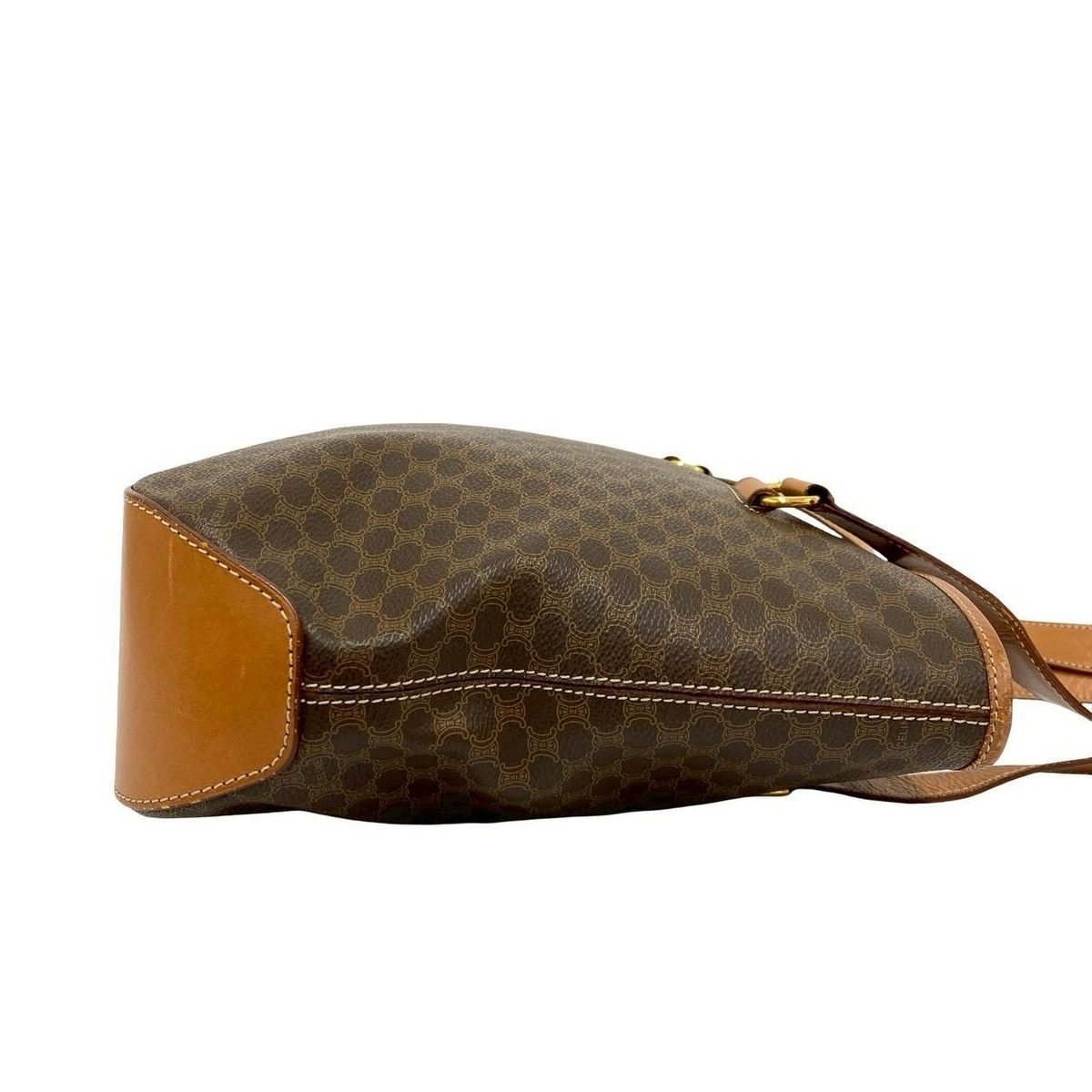 Celine Vintage Macadam Blason Logo Pattern Leather Tote Brown — view 6