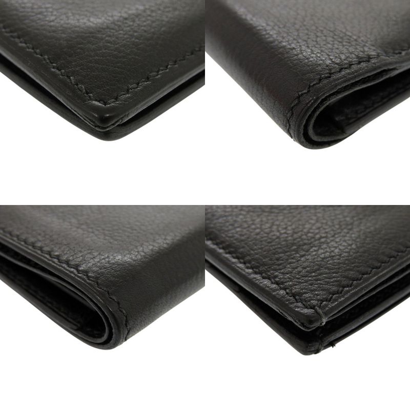 Hermes Vaubourg Grain Black Card Case Black 0684 Hermes