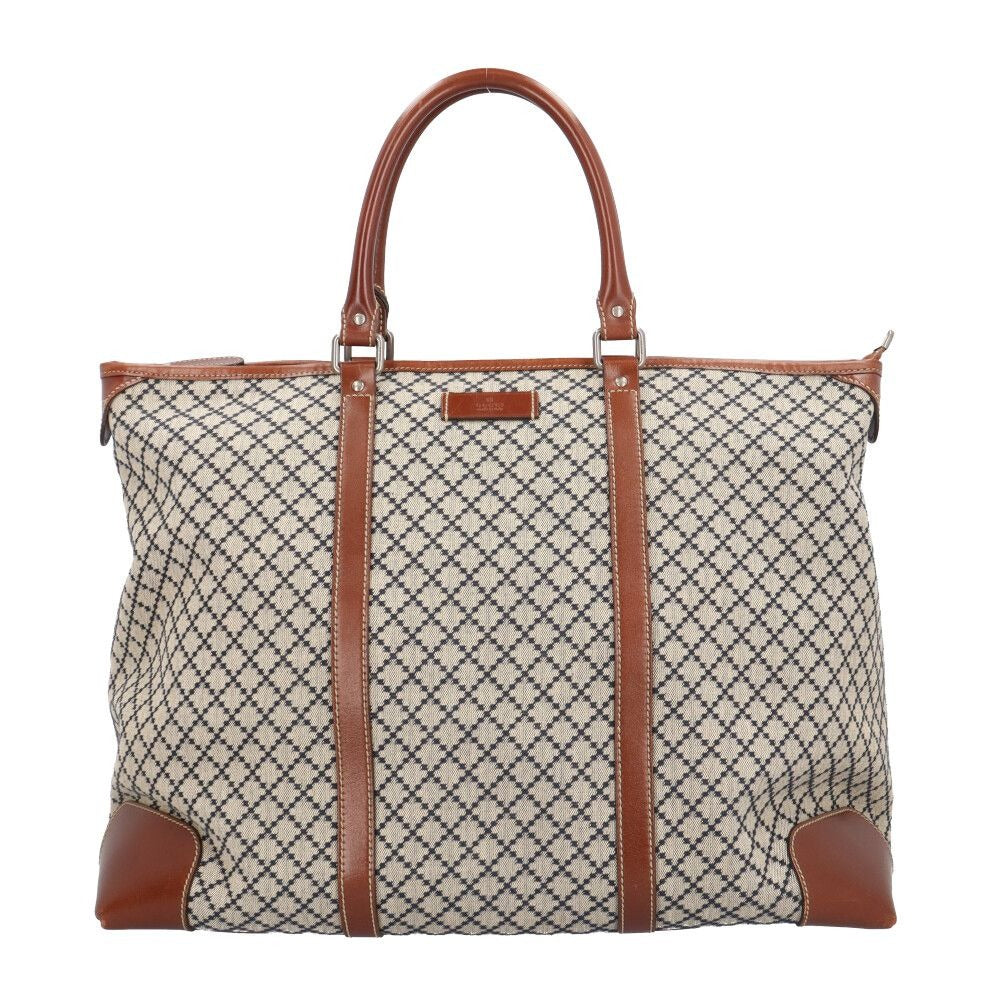 Gucci Diamante Tote GG Canvas Gray Navy Brown