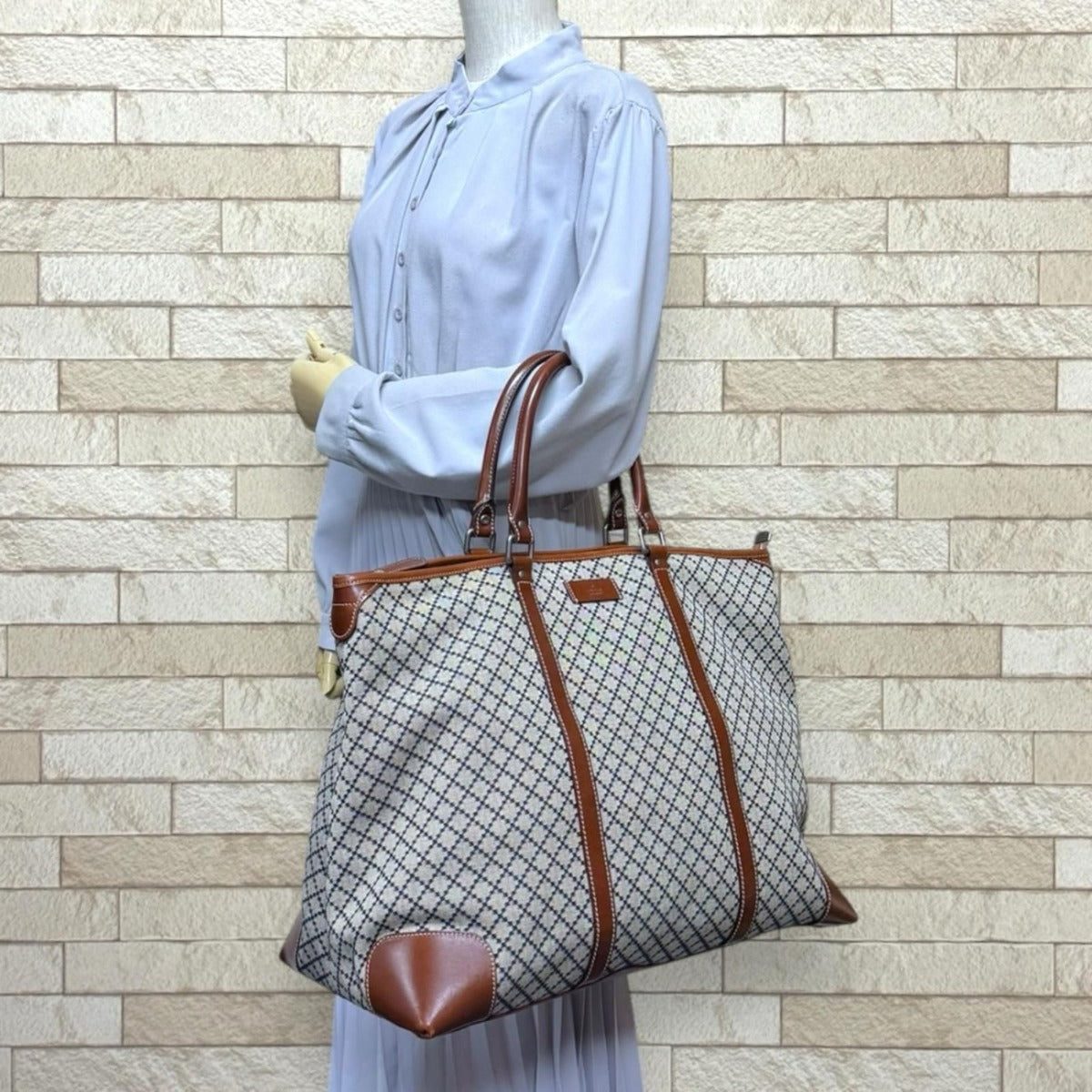 Gucci Diamante Tote GG Canvas Gray Navy Brown — view 2