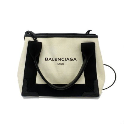 Balenciaga Navy Cabas XS Tote Canvas Leather Ivory Black