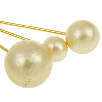 Celine Current Tag Bijoux Triple Faux Pearl Drop Earrings Ear Cuff GP Gold Women