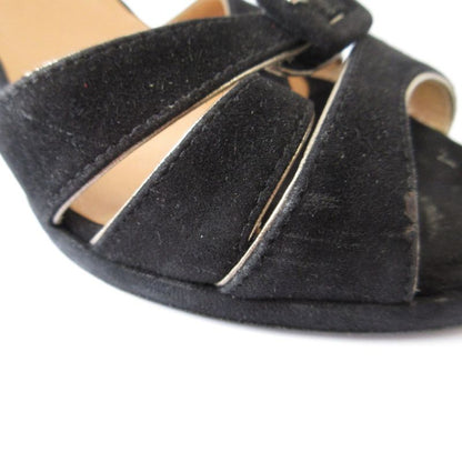 Good Hermes Suede Ankle Strap Sandals 34 21cm (8.27in) Equivalent Black Women's