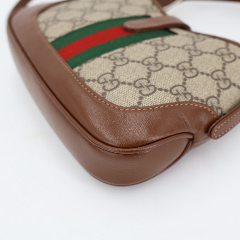 Gucci Jackie 1961 Mini Bag Beige And Brown GG Supreme Canvas And Leather 637092