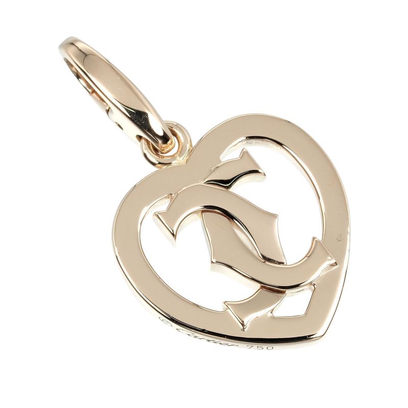 Cartier 2C Heart 18K Pink Gold Ladies 5.1g Pendant Top