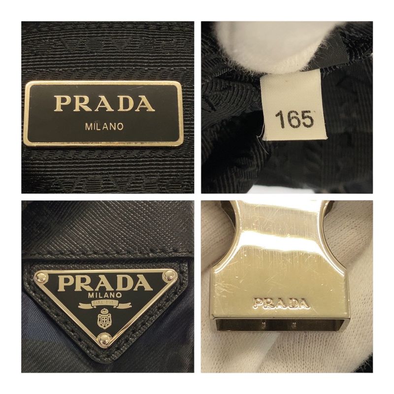 Prada Tessuto Triangle Logo Plate Checked Green Blue Black Silver Hardware