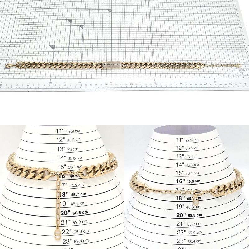DIOR Christian Dior Couture Plate Choker Necklace 48cm (1890in) Long Light Gold