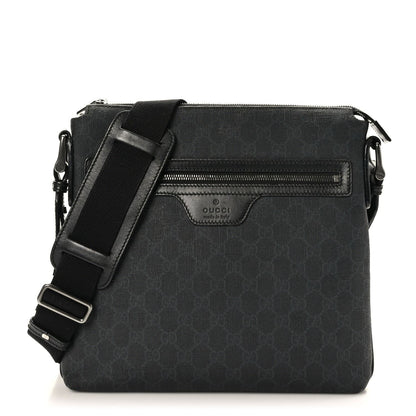 Gucci GG Plus Large Crossbody Bag Messenger Web Canvas Black Mens
