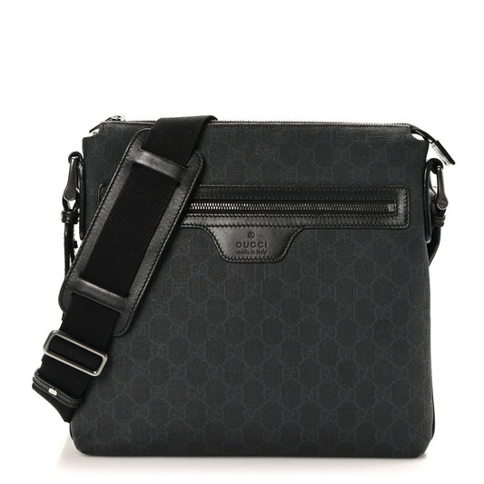 Gucci GG Plus Large Crossbody Bag Messenger Web Canvas Black Mens