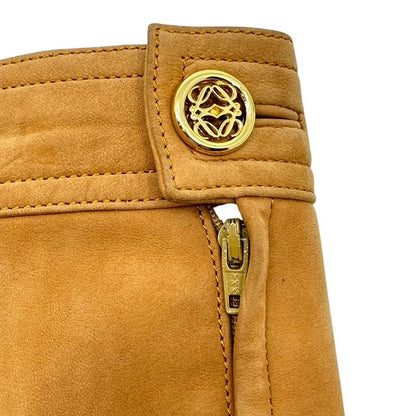 Loewe 90's Nubuck Leather Knee-Length Skirt 38(m) Brown