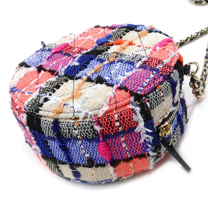 Chanel Round Mini Classic Chain Shoulder Bag Multicolor Ap0245 Tweed Multi