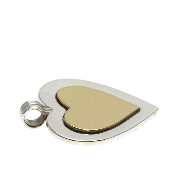 Tiffany & Co Heart Motif Plate Pendant Top SV 18K Yellow Gold Ladies
