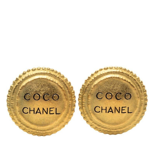 Chanel Coco Logo Earrings Gold Plated