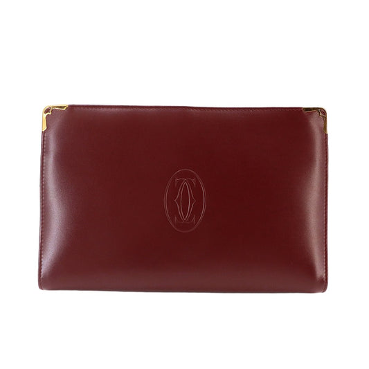 Cartier Must Line Clutch Second Bordeaux Leather Gold