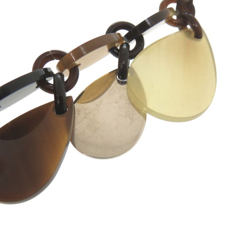 Hermes Large Horn Necklace Teardrop Buffalo Horn Silver 925 Brown 1458 Hermes