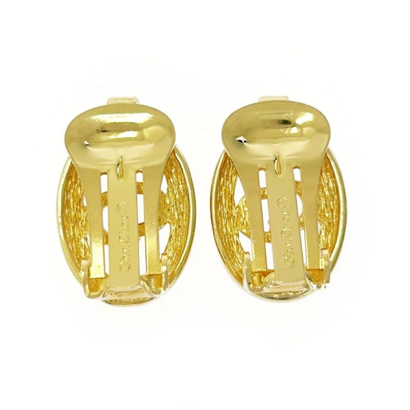 Christian Dior GP Rhinestone CD Logo Earrings Ladies Gold 419038 Earrings