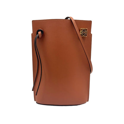 Loewe Dice Pocket Leather Brown Shoulder Bag Gold