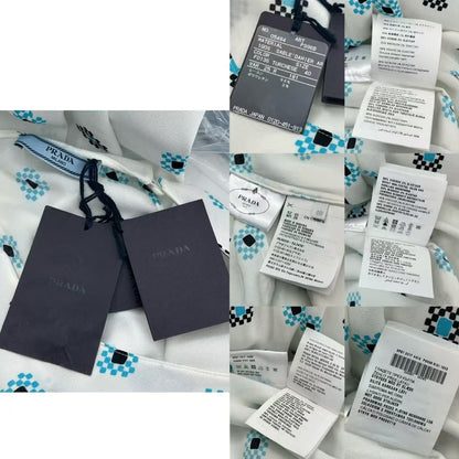 Prada Set Top Skirt Allover Pattern White Blue 40 — view 3