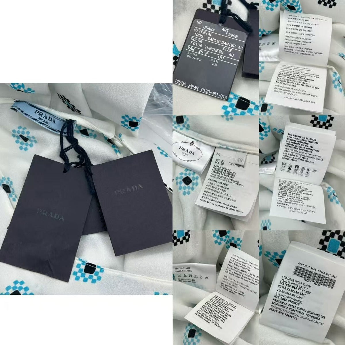 Prada Set Top Skirt All Over Print White Blue 40 — view 3