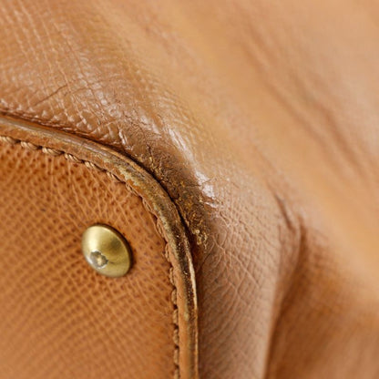 Chanel Logo Charm Leather Brown Women's Tote Bag