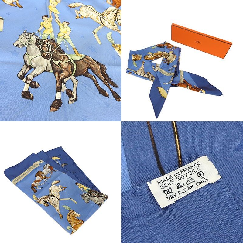 Hermes Scarf Carre90 En Piste 100% Silk Horse Small Size Small Size Large Size