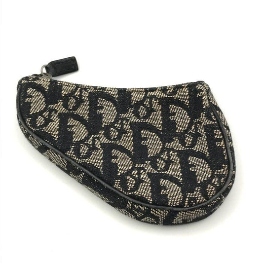 Dior Trotter Saddle Canvas Pouch Coin Case Purse Black