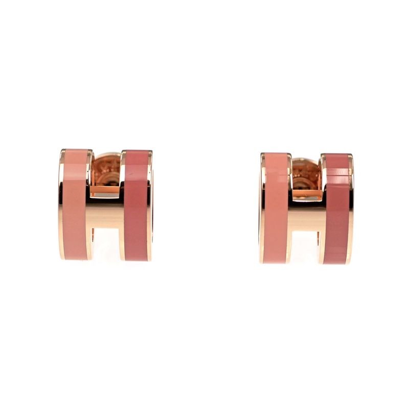 Hermes Earrings Pop Ash Cabas Le Pair Beauty Pink Rosegold Hardware