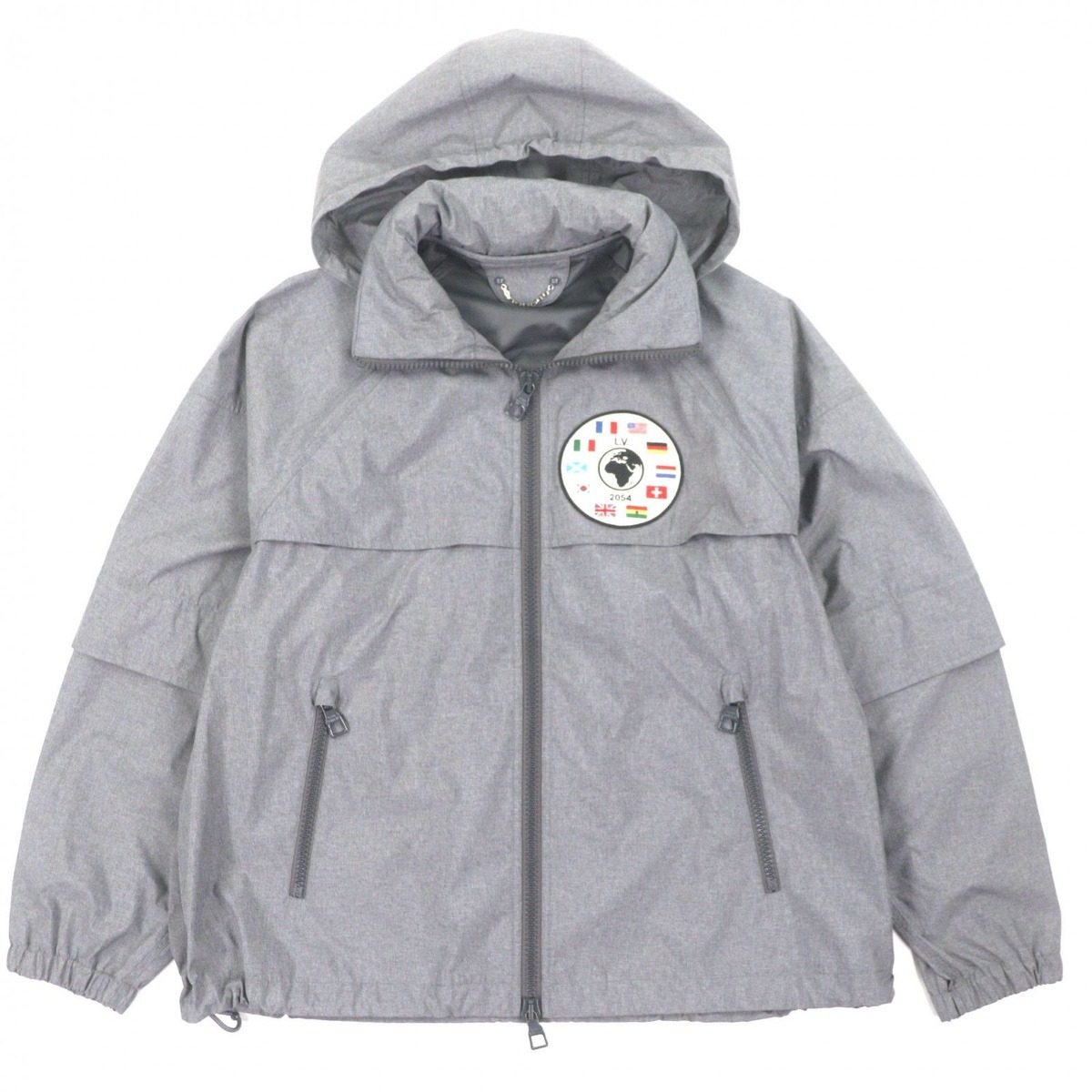Louis Vuitton Flag Patch Double Zip Up 2-Way with Polylifted Jacket Gray 46