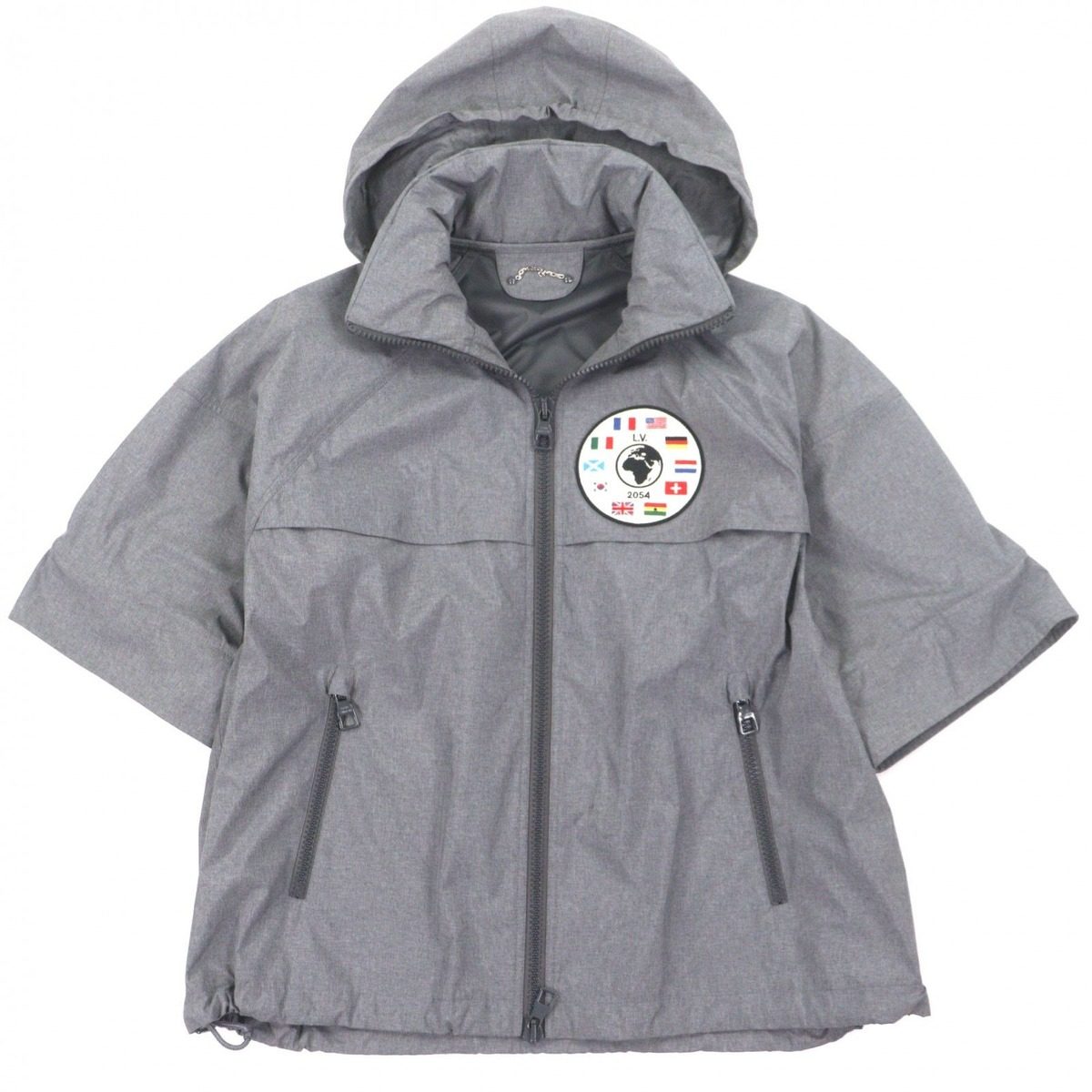 Louis Vuitton Flag Patch Double Zip Up 2-Way with Polylifted Jacket Gray 46 — view 2