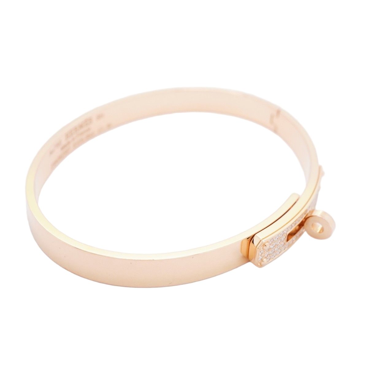 Hermes Bangle Kelly PM 18k Pink Gold Diamond Bracelet — view 2