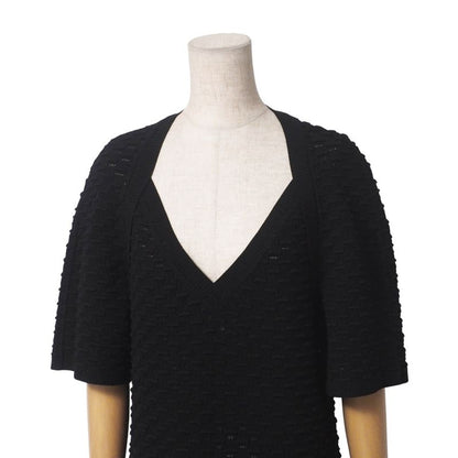 Chanel Dress Size 42 14P Knit Dress CC Logo Coco Mark Button Made In France