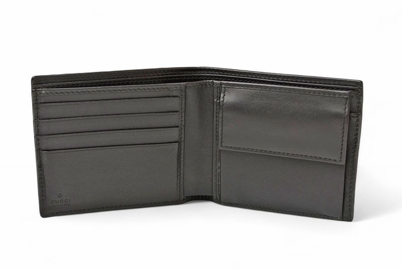 Gucci Wallet Bifold Wallet Gucci Men's Fold Wallet Webline Guccissima Black